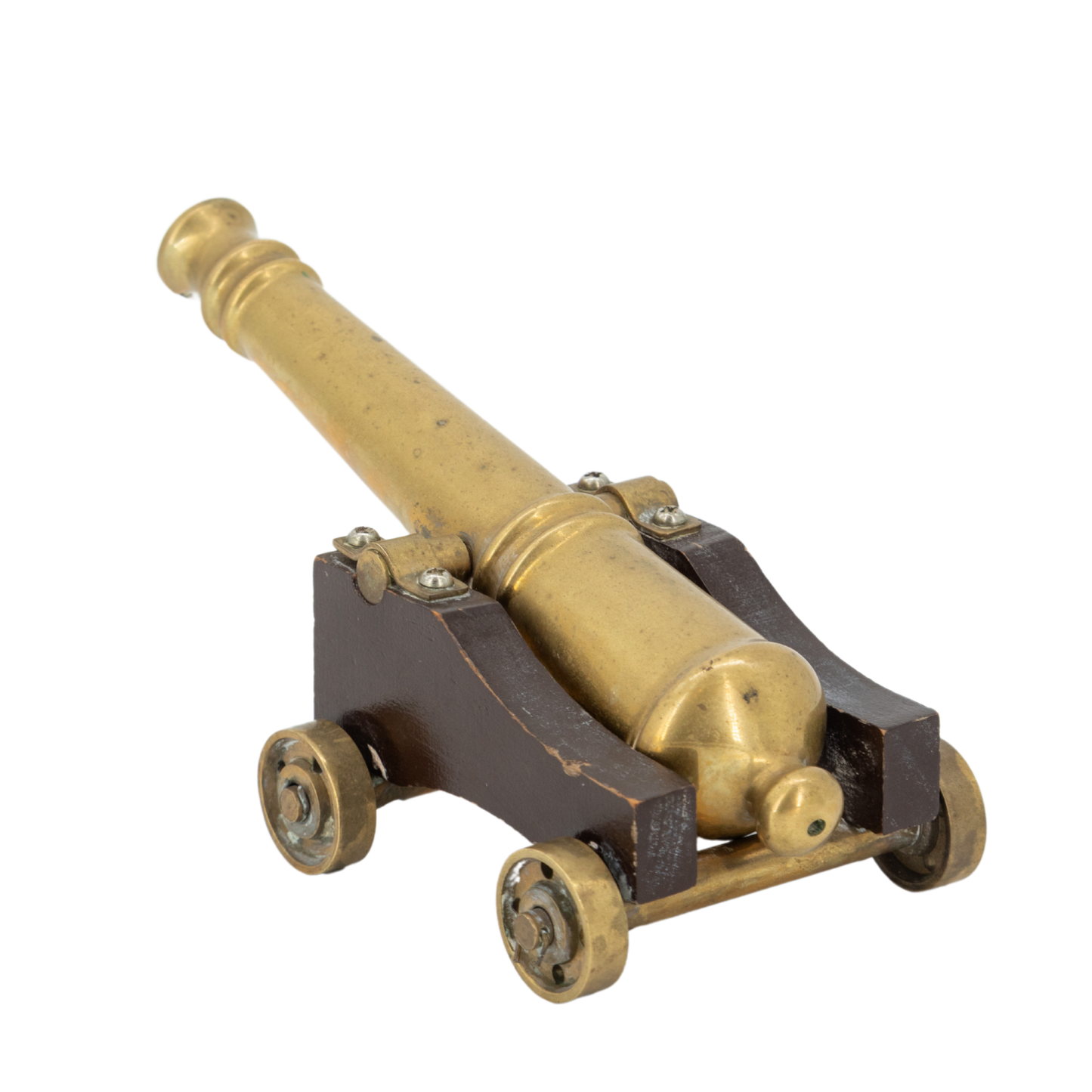 Vintage Brass & Wood Cannon