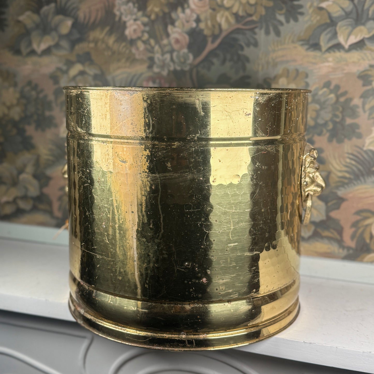 Vintage Brass Lion Planter