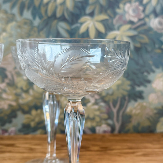 Vintage Etched Leaf Coupes