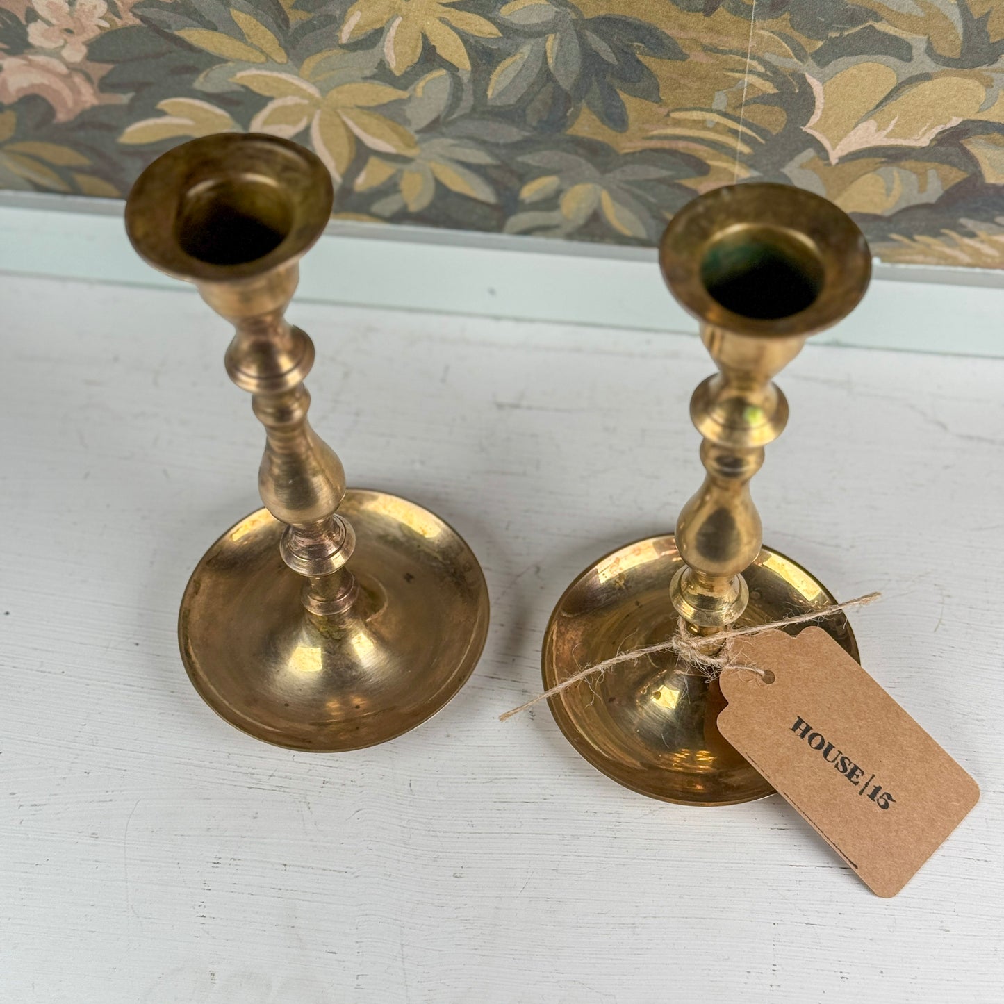 Brass Candlestick Pair, 6.5"