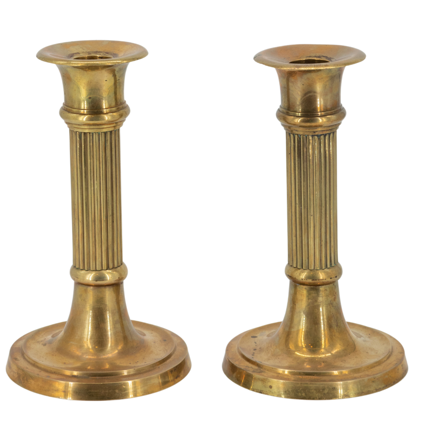 Large Brass Pillar Candlesticks Holders