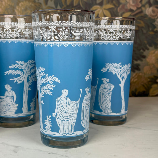 Blue Jasperware-Style Classical Drinking Glasses