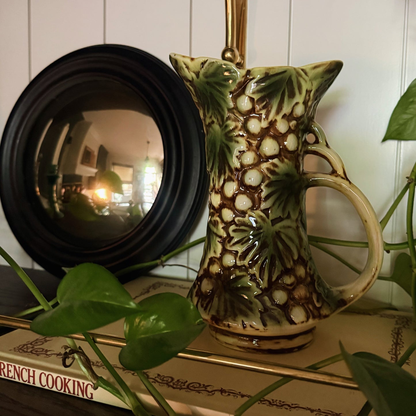 Stoneware Pitcher with Grapes