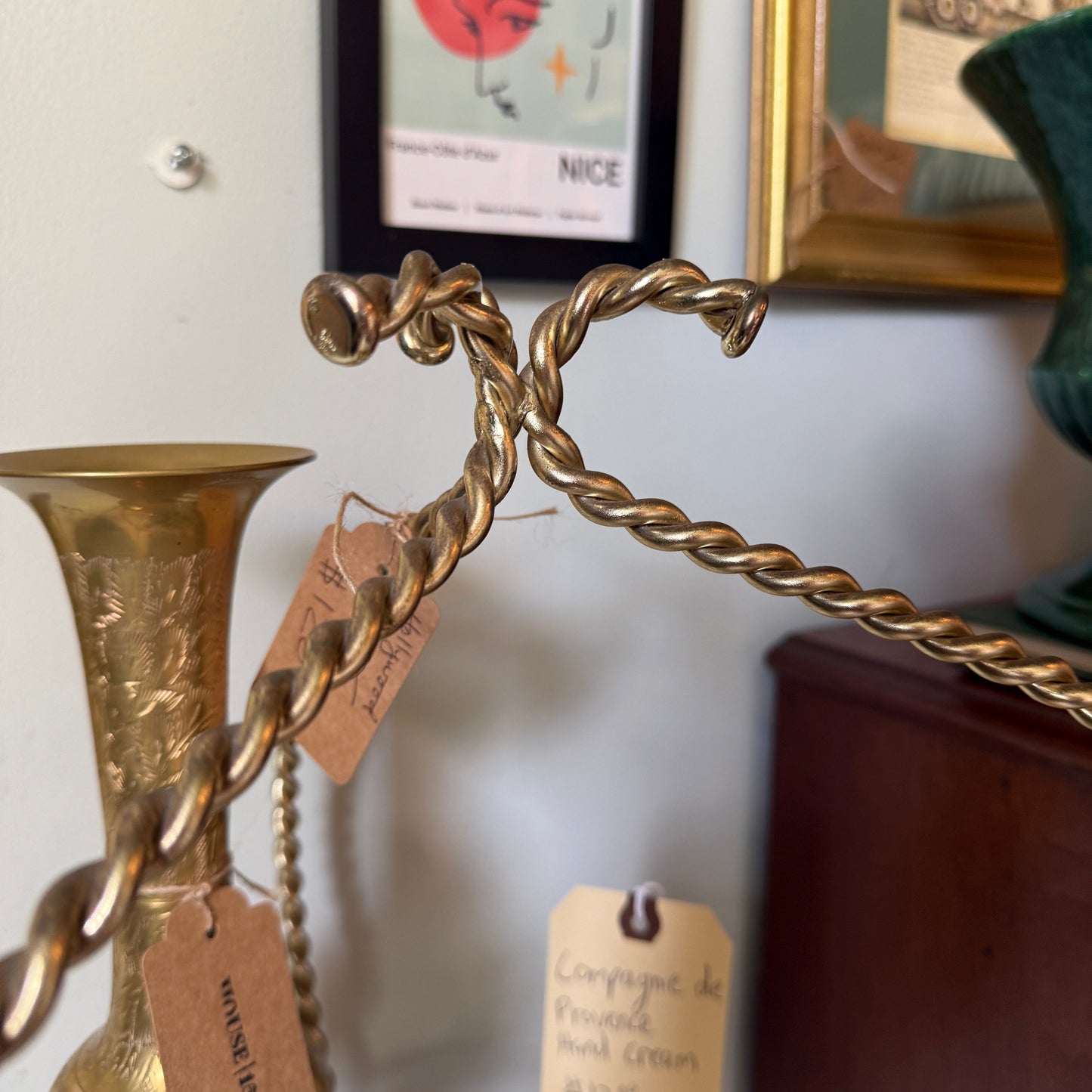 Hollywood Regency Gold Iron Plant Stand