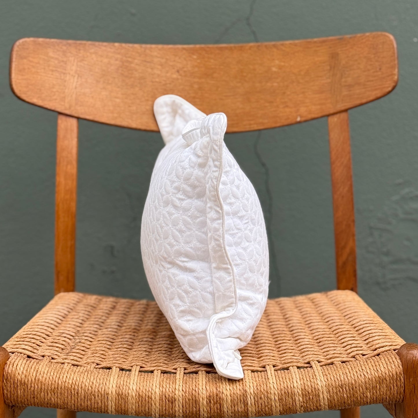 White Quilted Rectangular Pillow