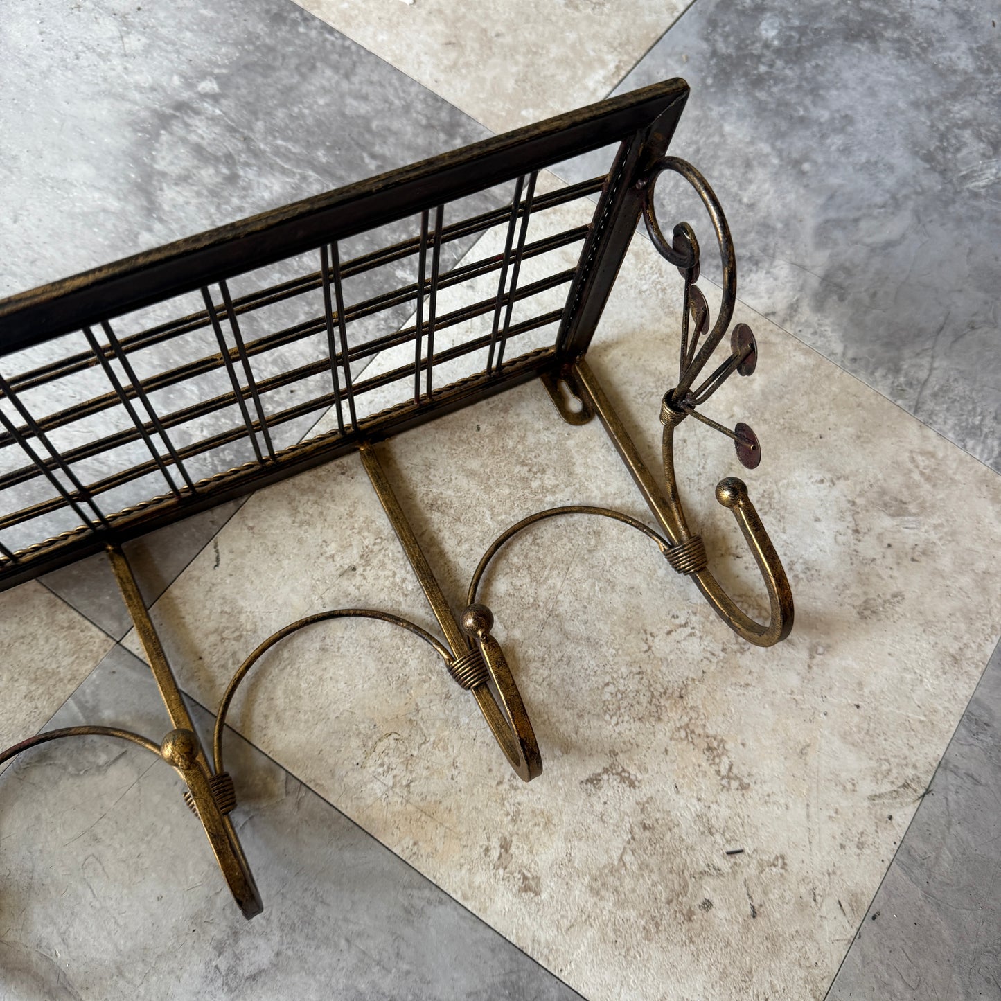 Brass Shelf with Hooks