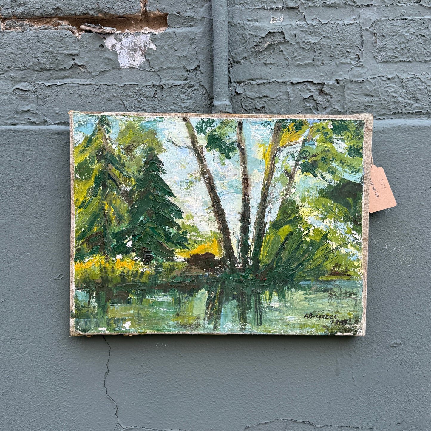 French 1960s Original Creek Painting