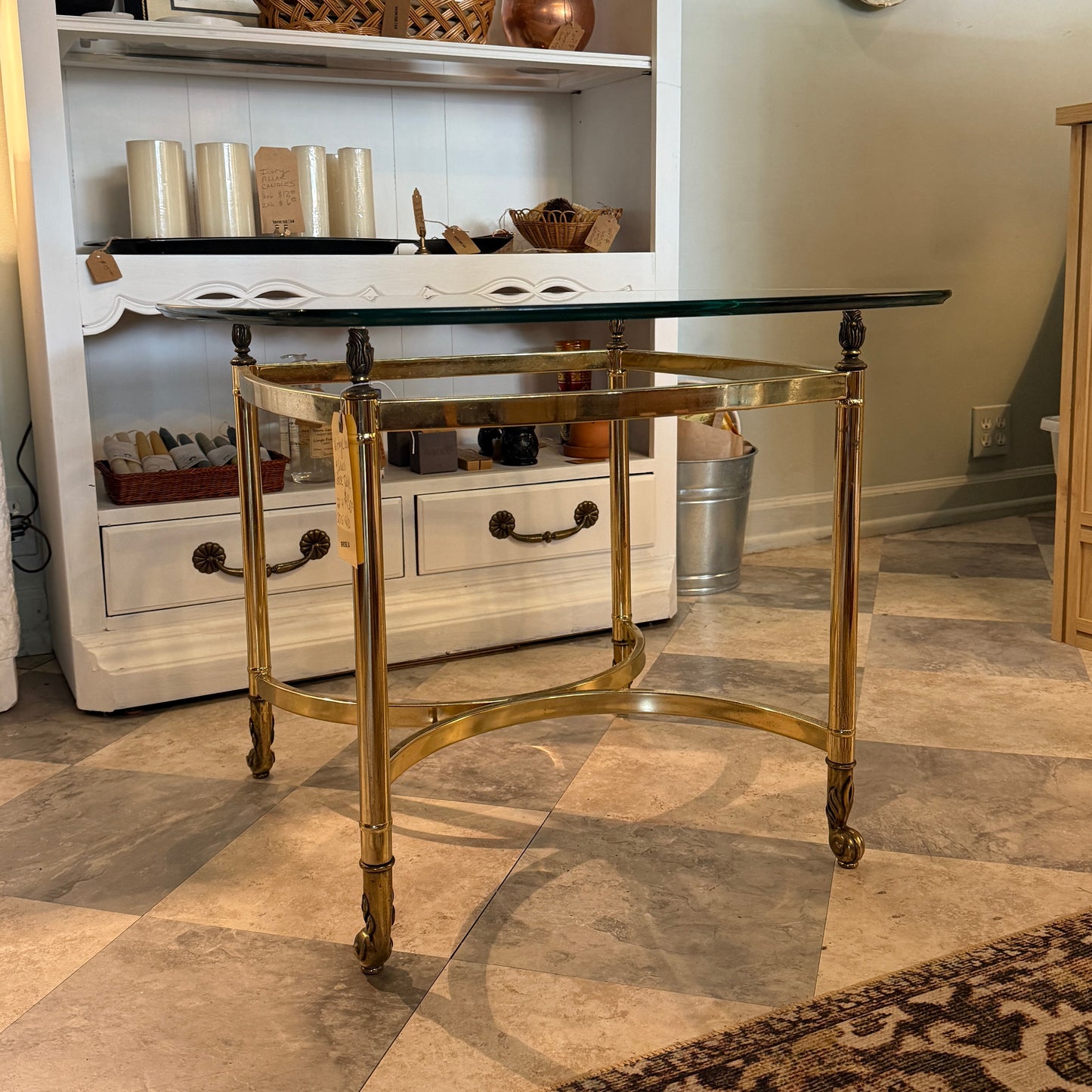Vintage Glass & Brass Coffee Table