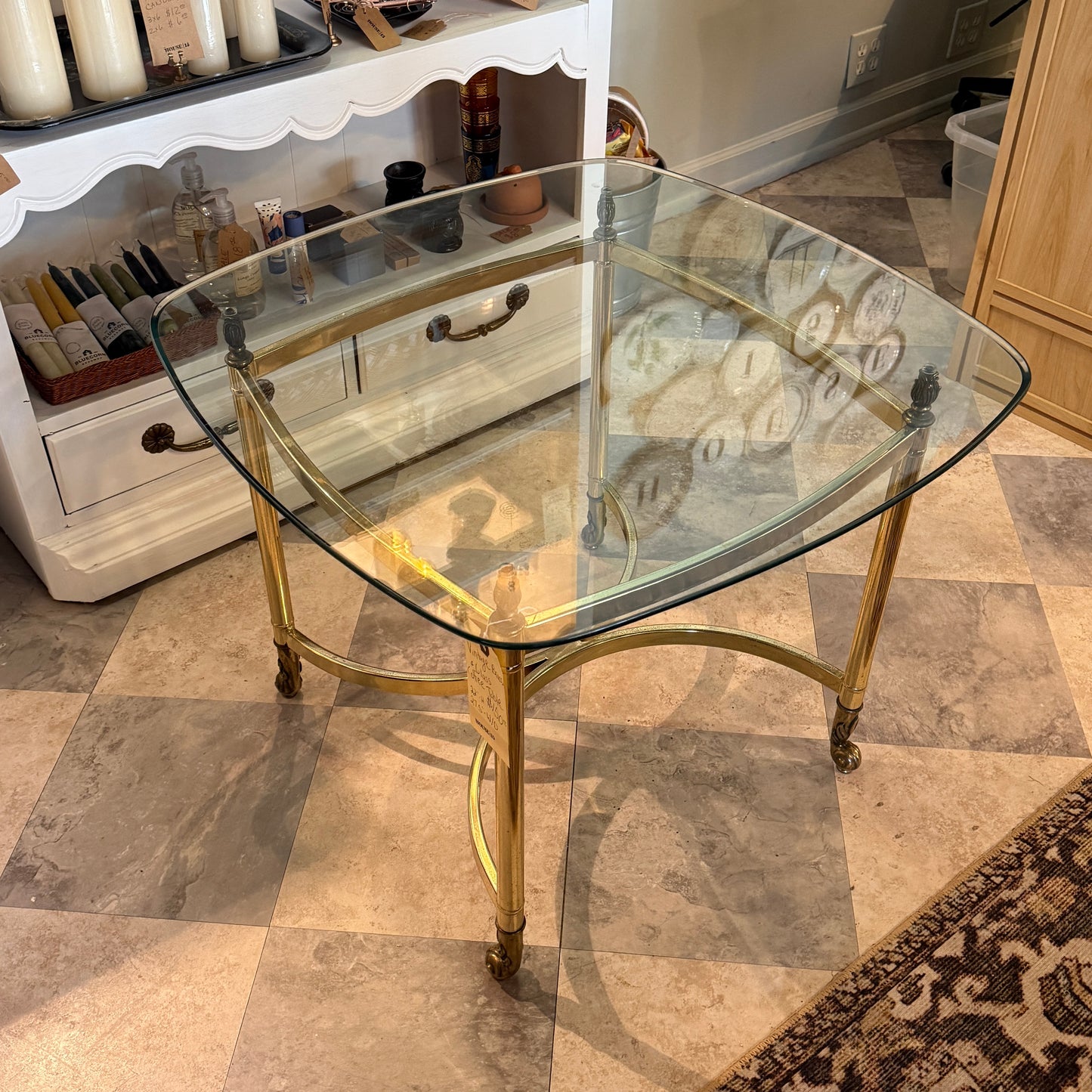 Vintage Glass & Brass Coffee Table