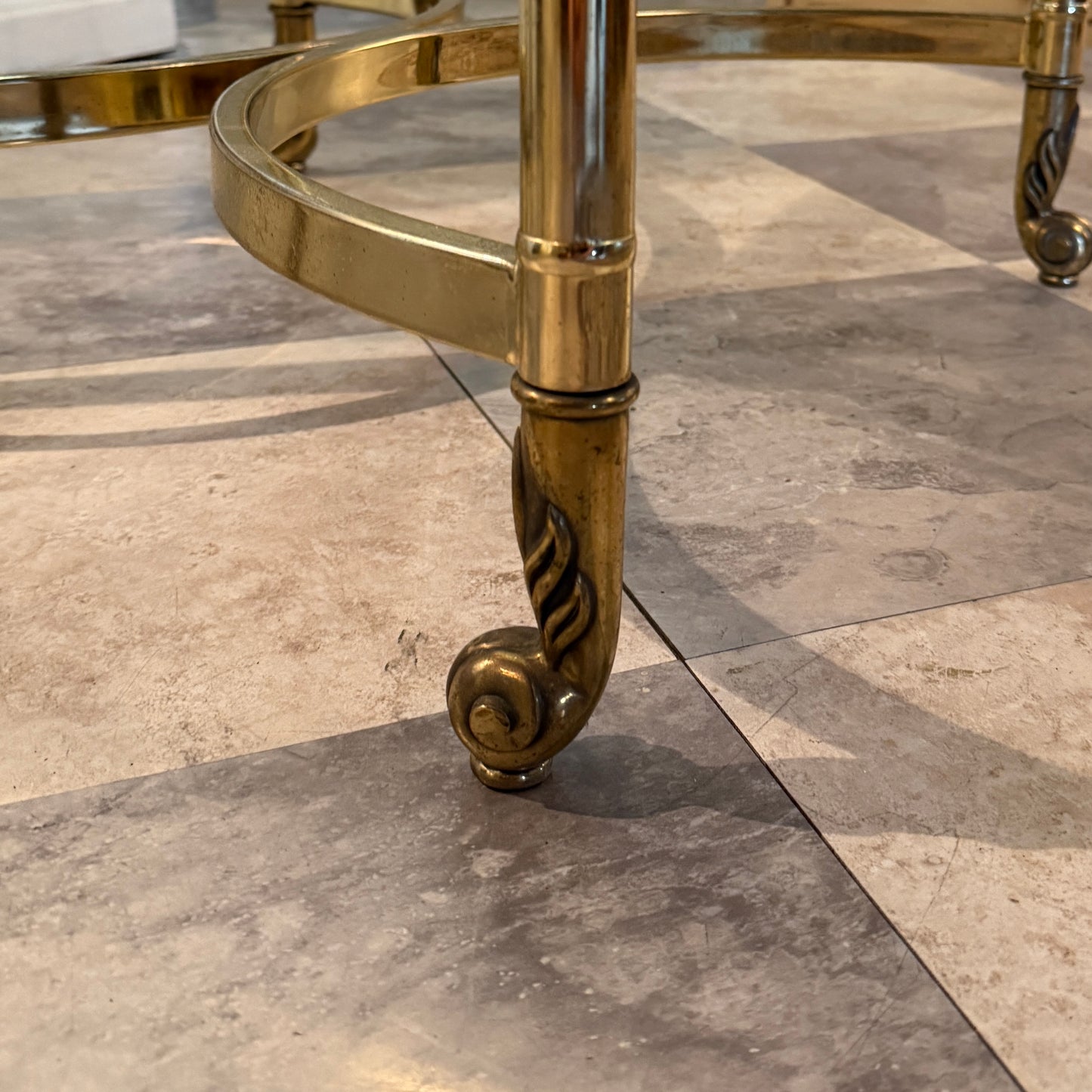 Vintage Glass & Brass Coffee Table