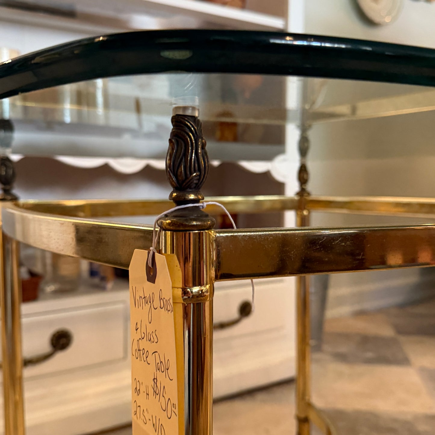Vintage Glass & Brass Coffee Table