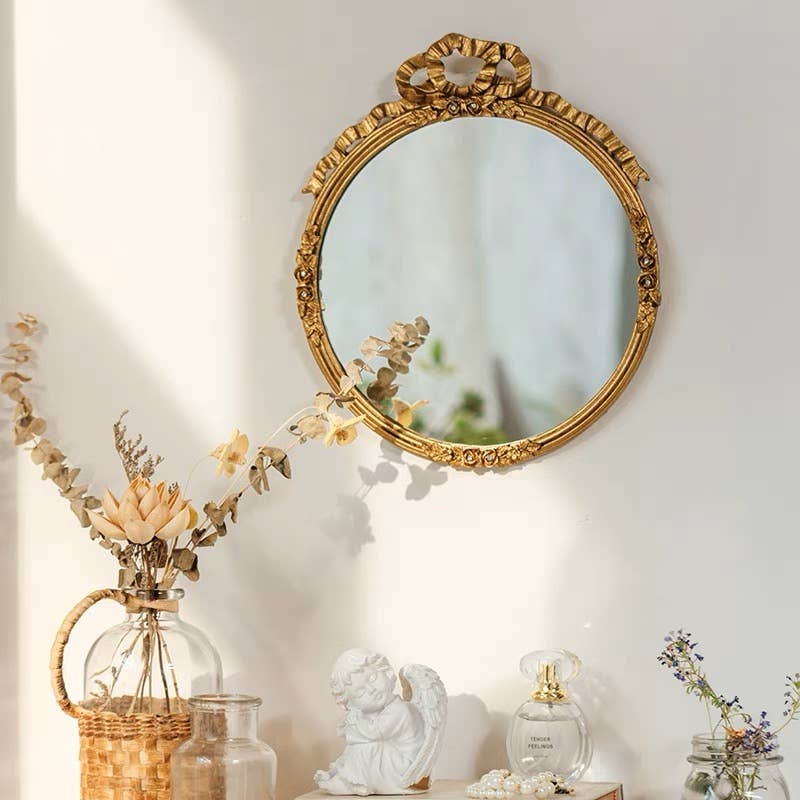 Pewter Mirror with Bows