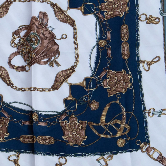 Blue & White Equine Hardware French Scarf