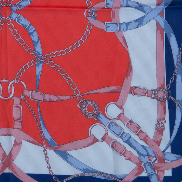 Red & Blue Equine Hardware French Scarf