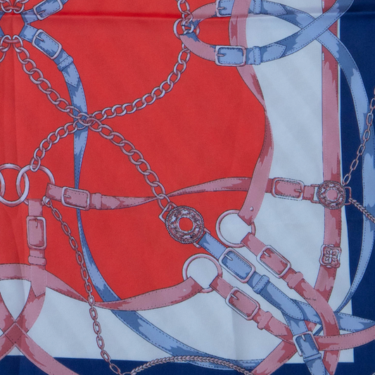 Red & Blue Equine Hardware French Scarf