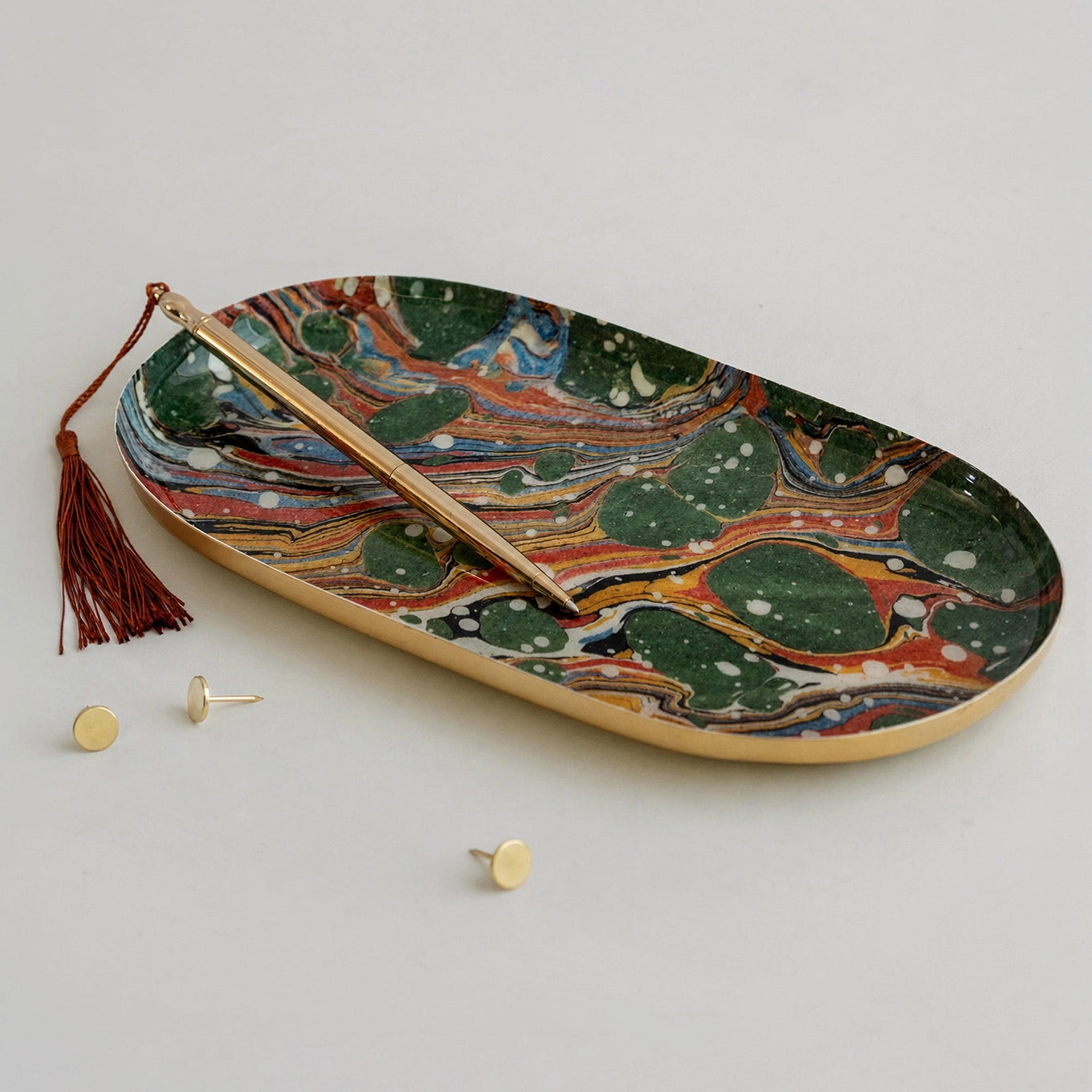 Oval Marbled Enamel Tray