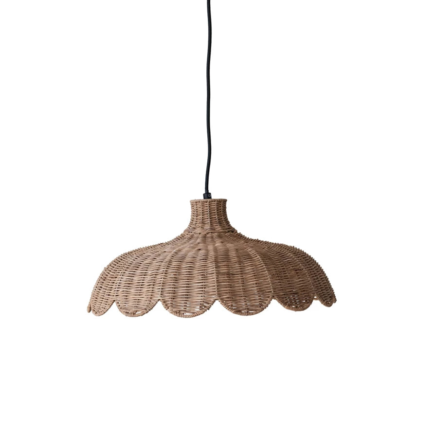 Hand-Woven Rattan Scalloped Pendant Lamp