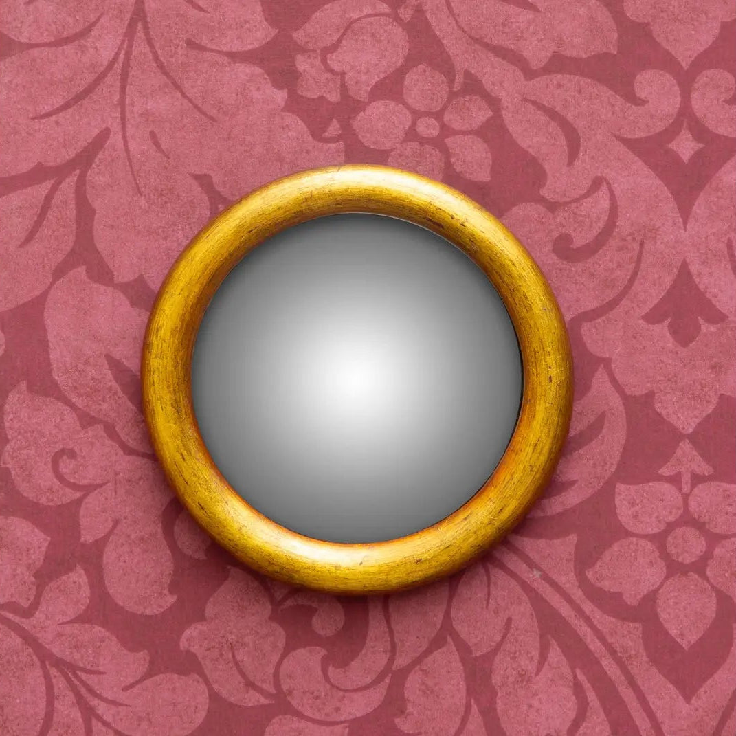 Rounded Gold Edge Convex Mirror