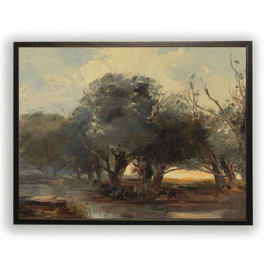 Vintage Landscape Oil Painting Framed Print