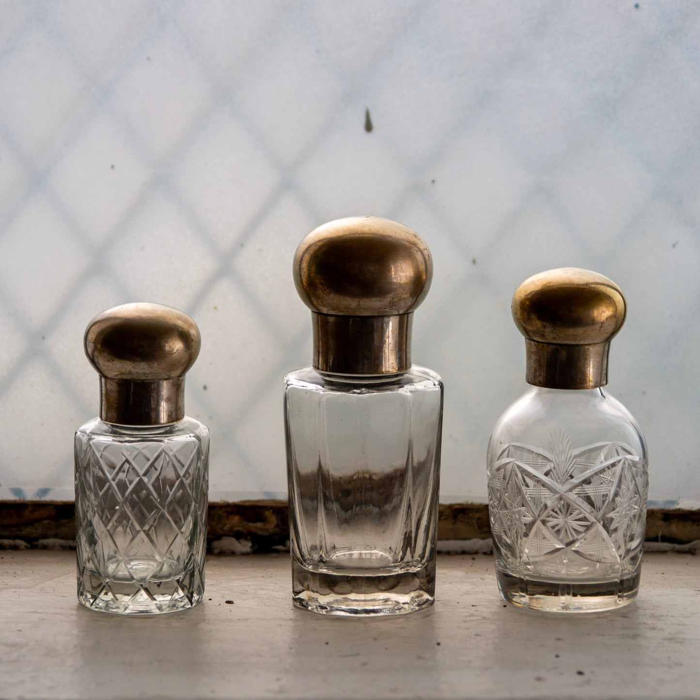 Antique Perfume Vanity Bottle, Set of 3