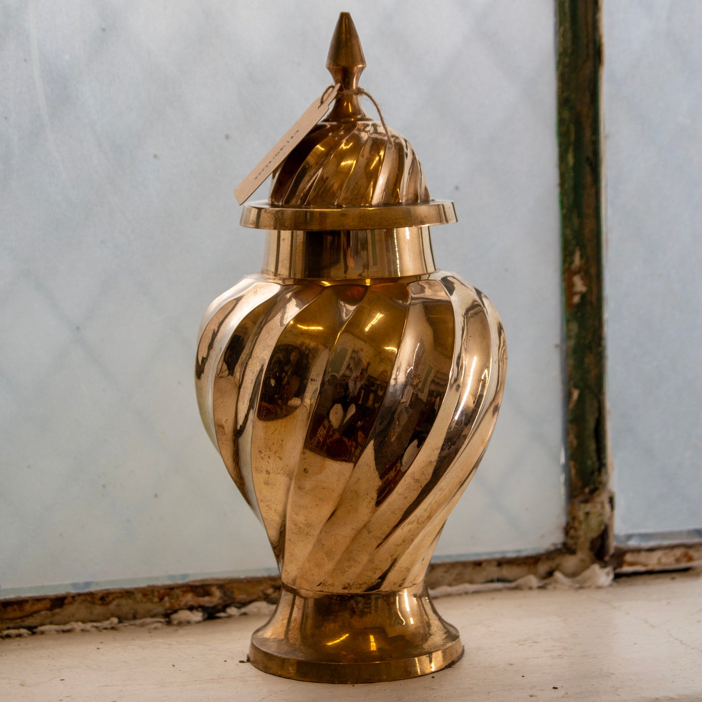 Vintage Solid Brass Gentle Swirl Ginger Jar