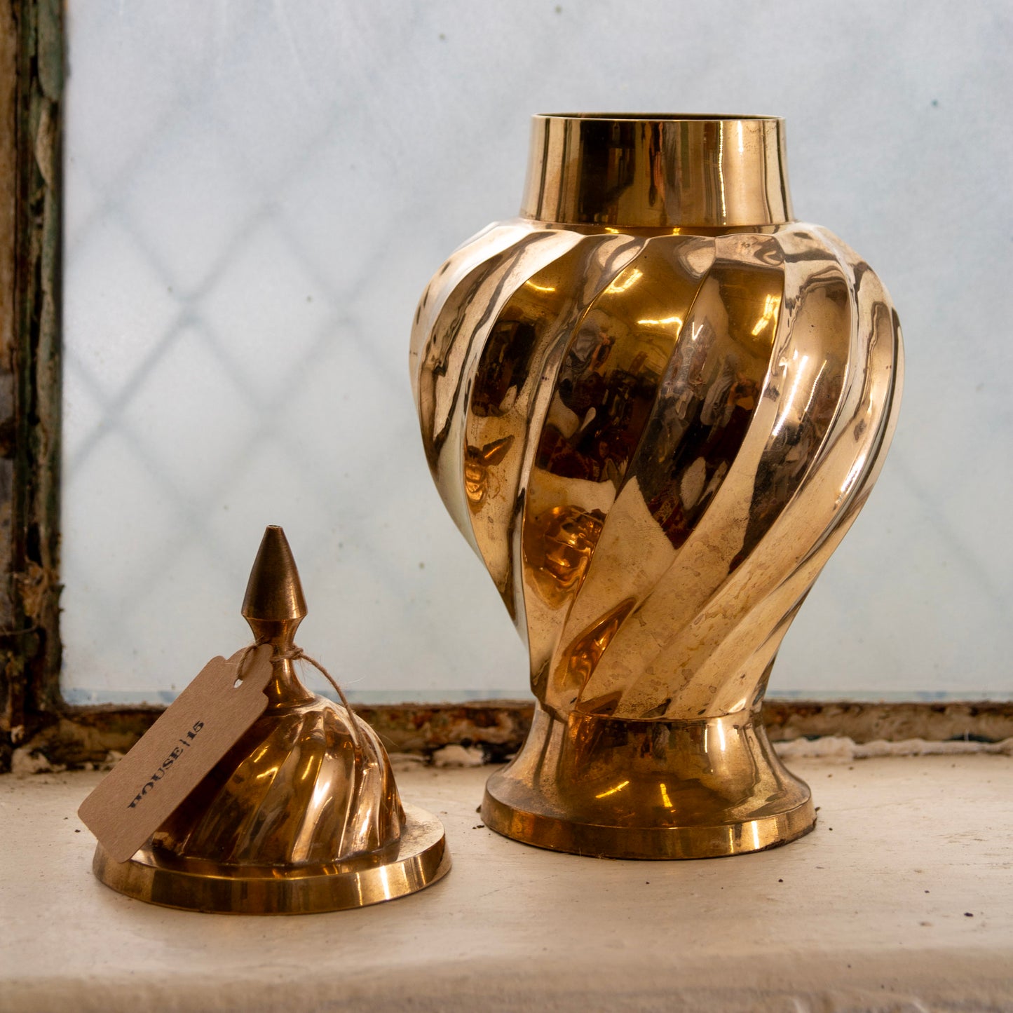 Vintage Solid Brass Gentle Swirl Ginger Jar