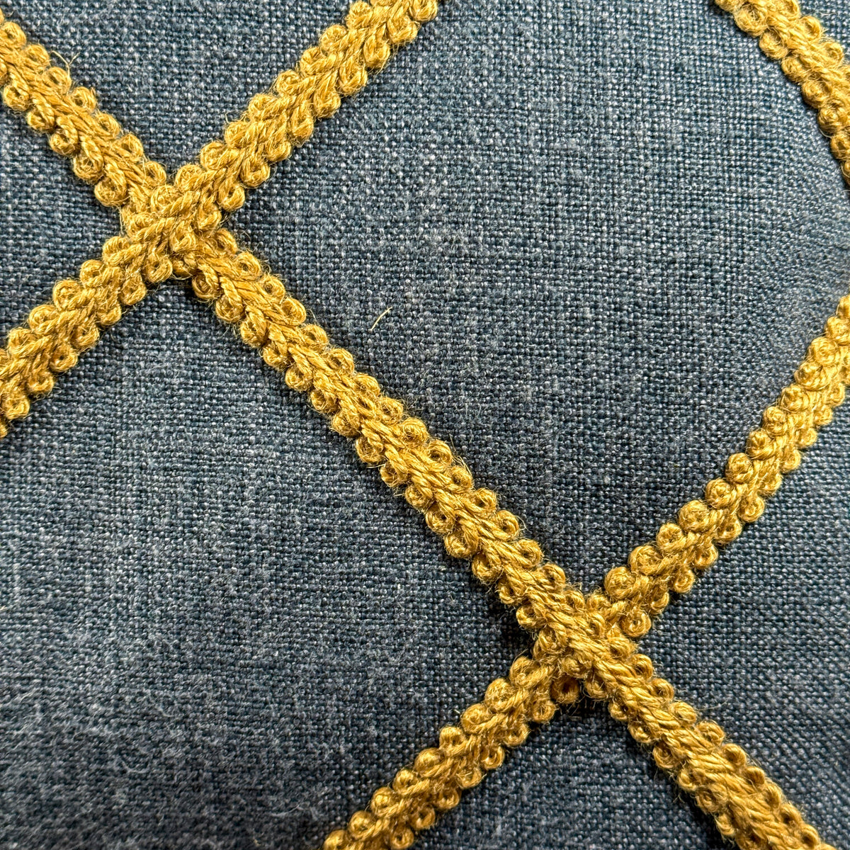 Blue Linen & Lattice Pillow