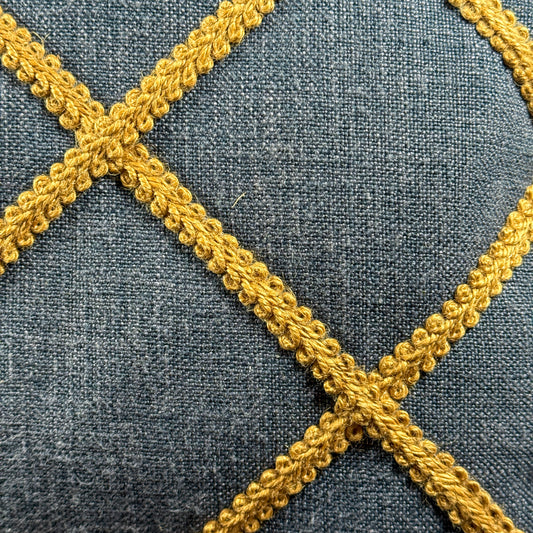 Blue Linen & Lattice Pillow