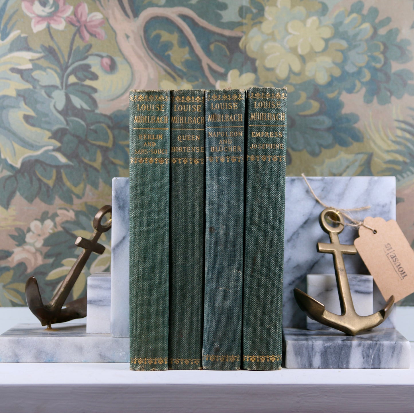 Vintge Marble & Brass Anchor Bookends