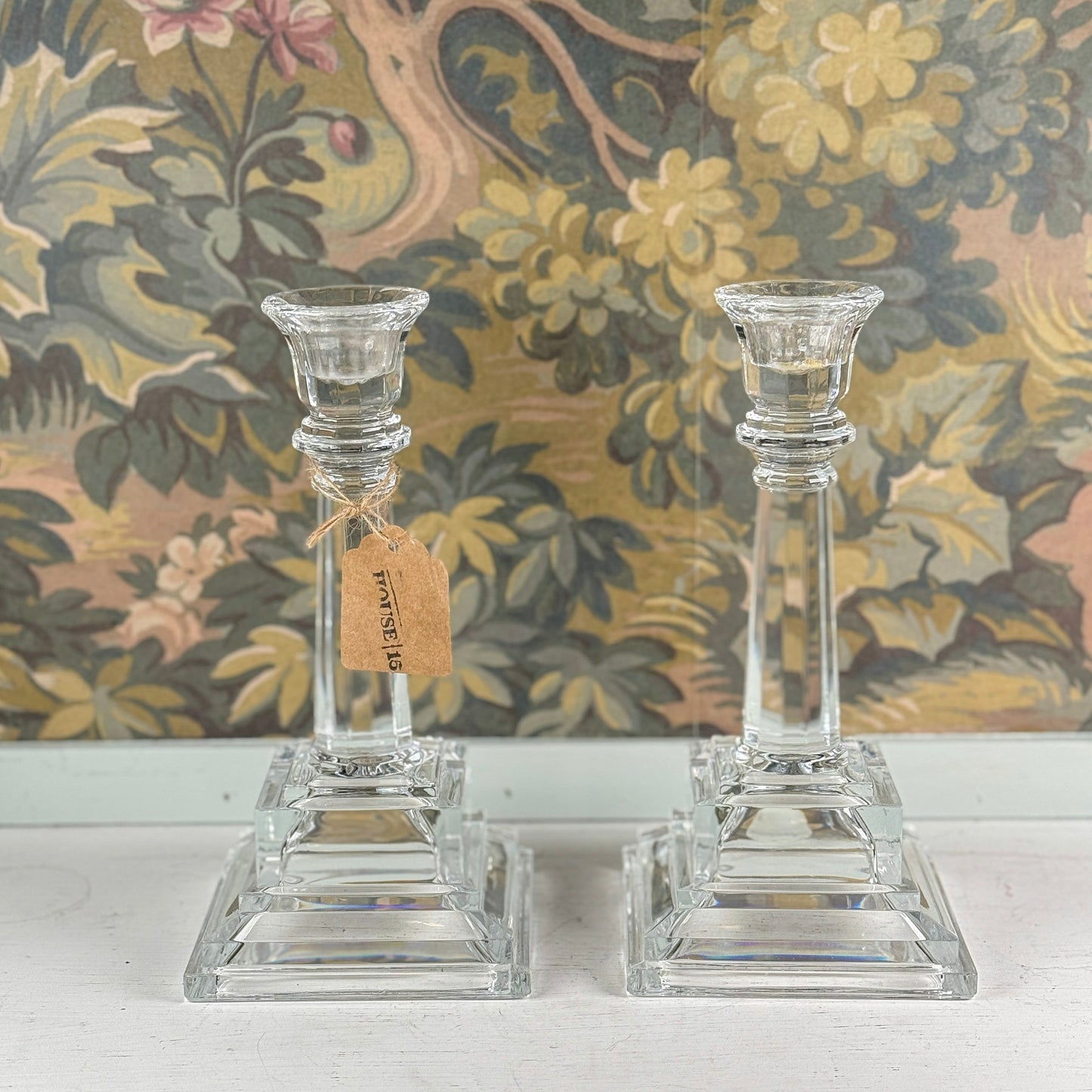 Crystal Candlestick Pair, 8"