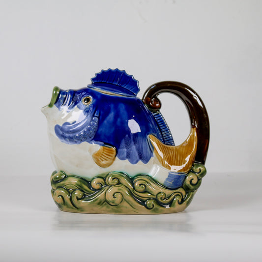 Vintage Majolica Fish Teapot