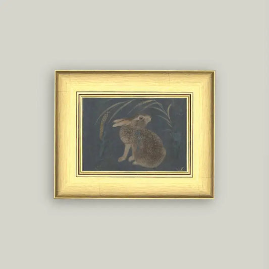 "Brown Rabbit on Navy" Framed Reproduction