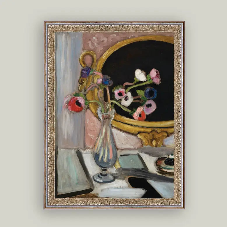 "Anemone and Mirror" Painting Framed Reproduction