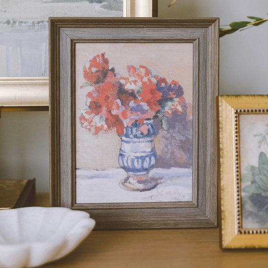 "Red Flowers in Blue Vase" Framed Reproduction