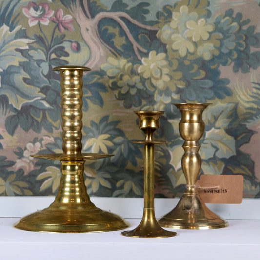 Set of Three Brass Candlesticks