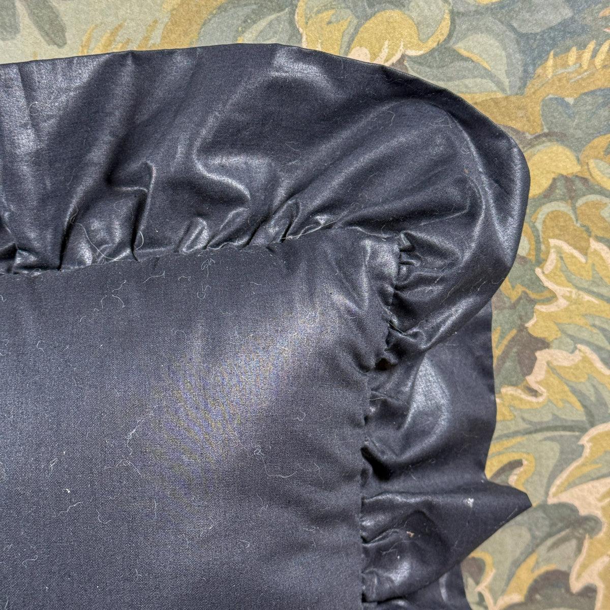 Handmade Black Ruffle Pillow
