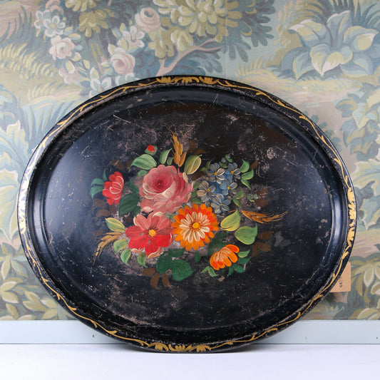 Antique Hand-Painted Tole Tray
