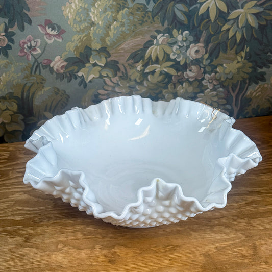 Milk Glass Hobnail Bowl
