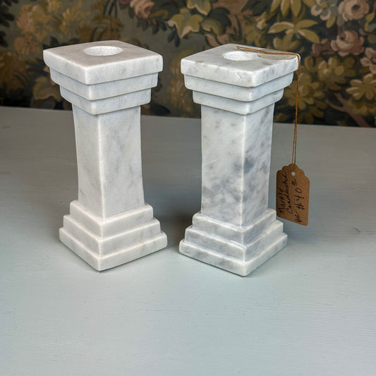 Marble Candlestick Pair