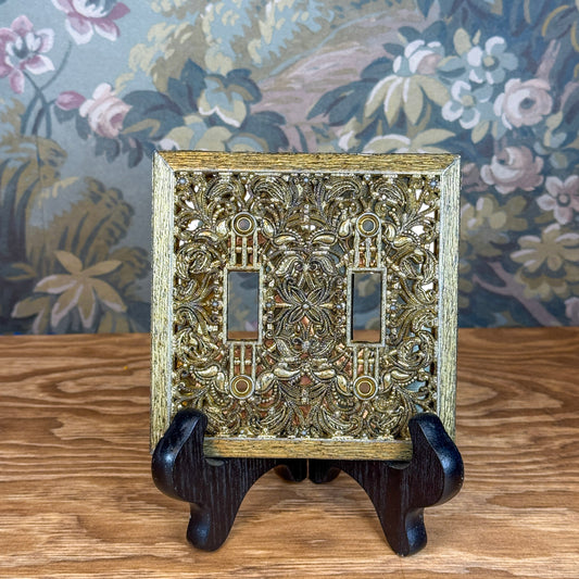 Vintage Ornate Gold Metal Switch Plate Cover