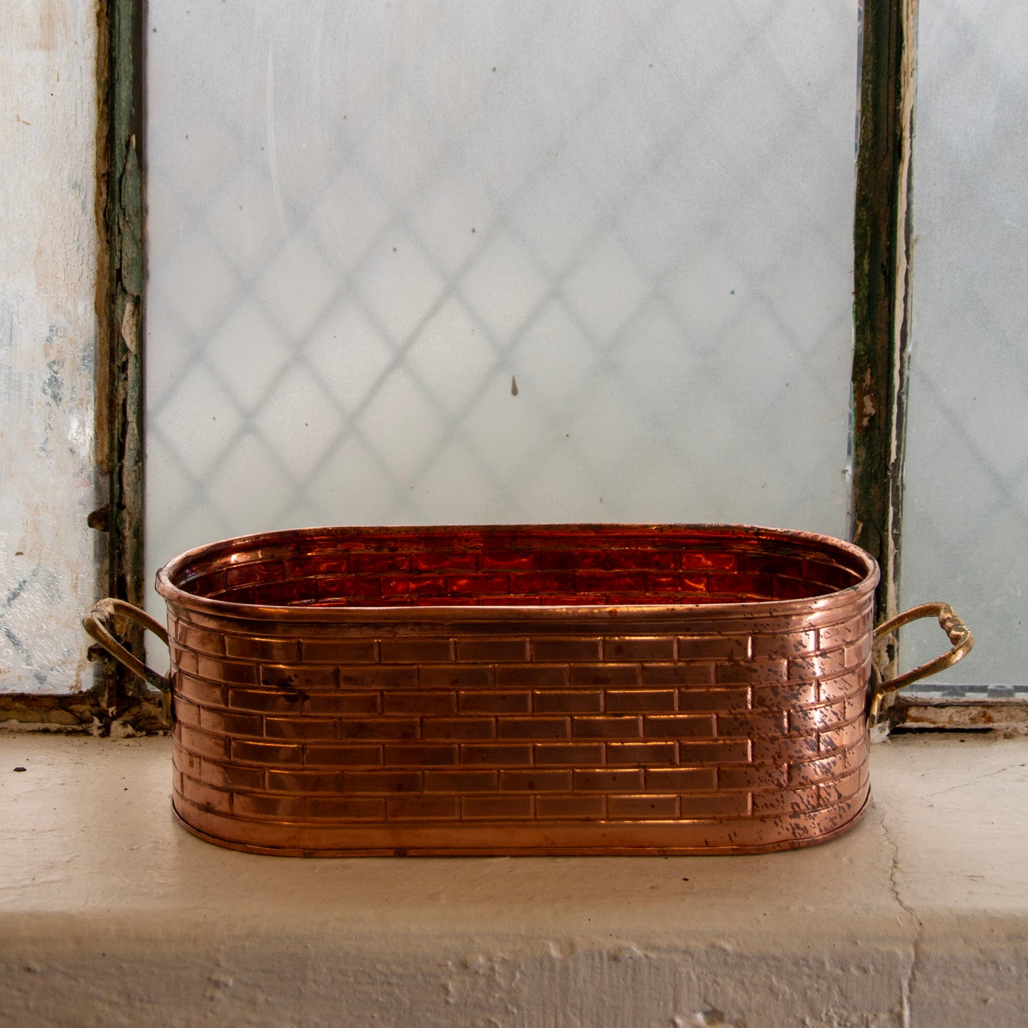 Vintage Hammered Oval Planter