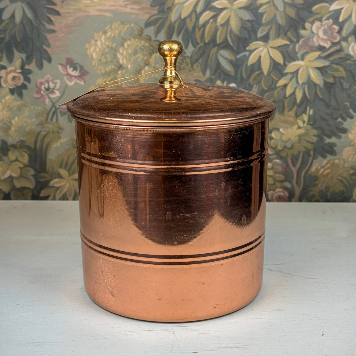 Vintage Copper Ice Bucket with Brass Knob