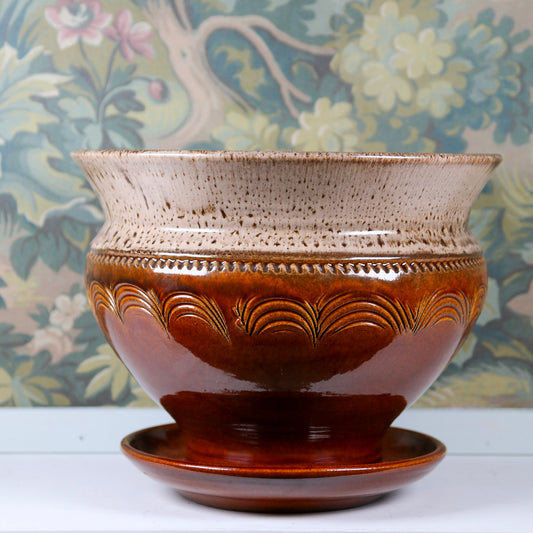 MCM Brown Pottery Planter with Drainage