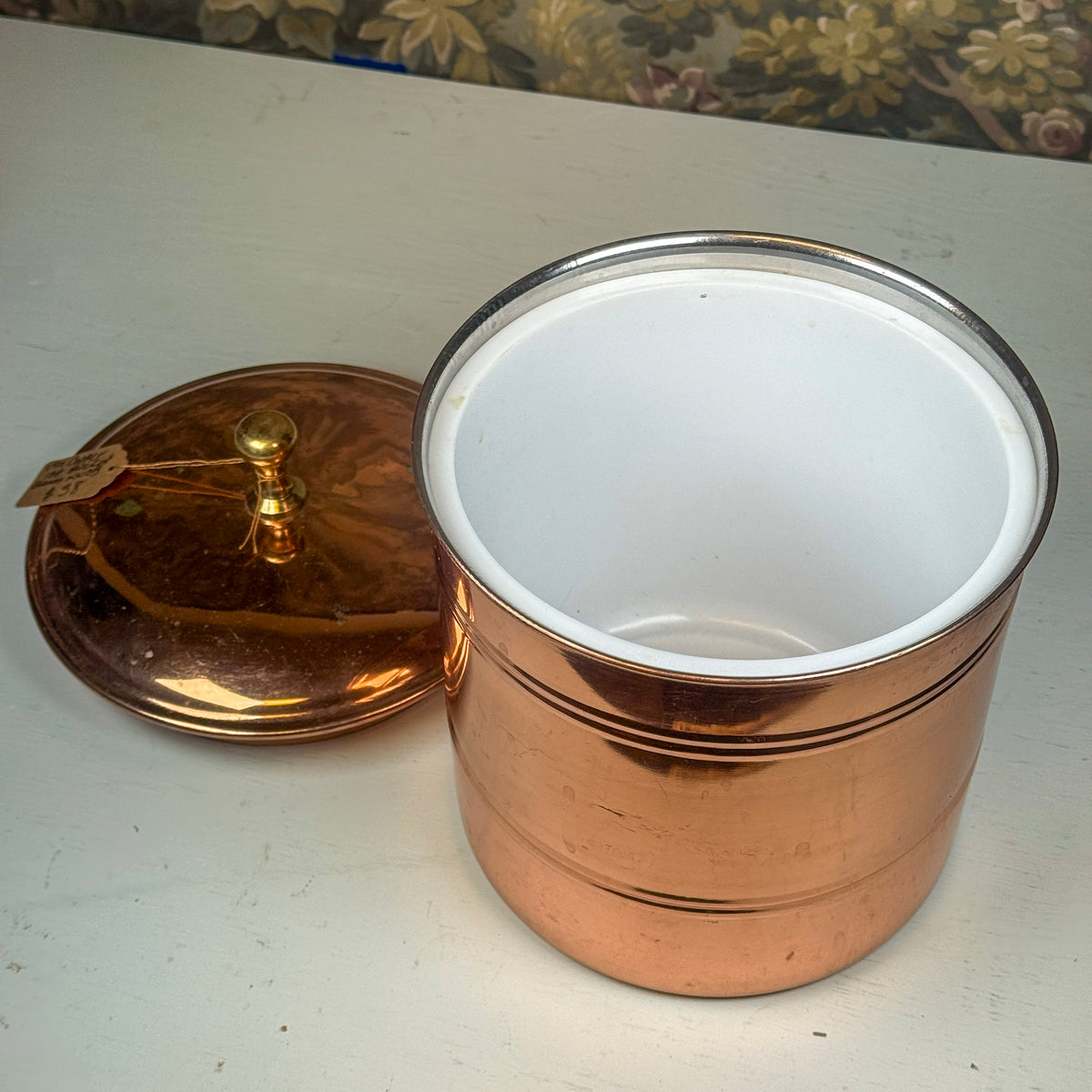 Vintage Copper Ice Bucket with Brass Knob