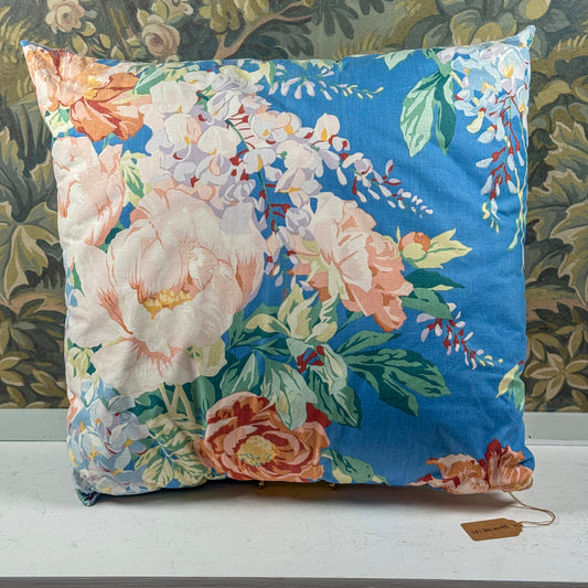 Vintage Blue Floral Chintz Pillow