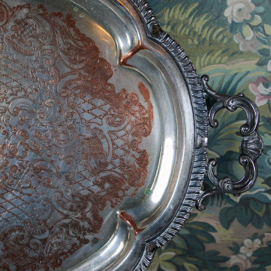 Large Silver Tray with Handles