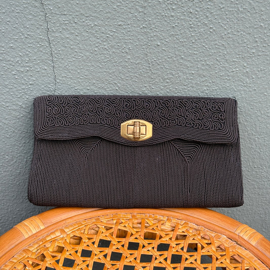 Black & Gold Rope Clutch