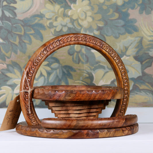 Handcarved Wooden Trivet & Fruit Bowl