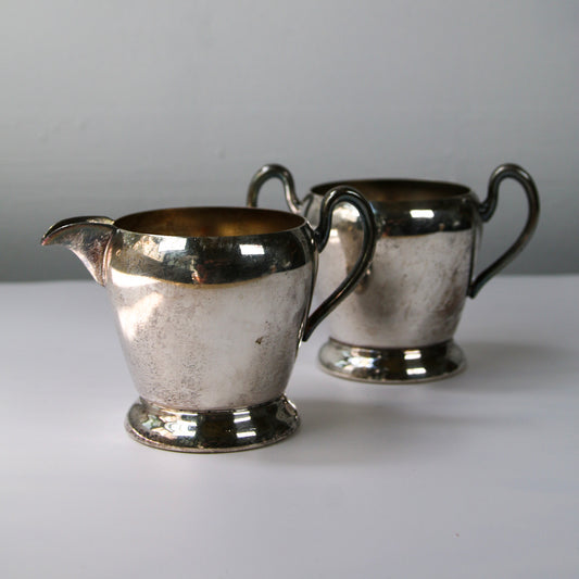 Vintage Silver Creamer and Sugar Bowl Set