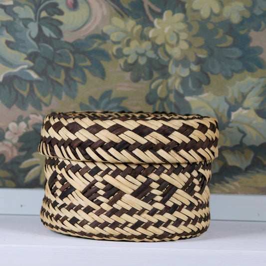 Black & Natural Lidded Basket